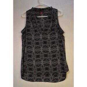 Vince Camuto Size Small Black And White Patterned Women's Tank Top Blouse
